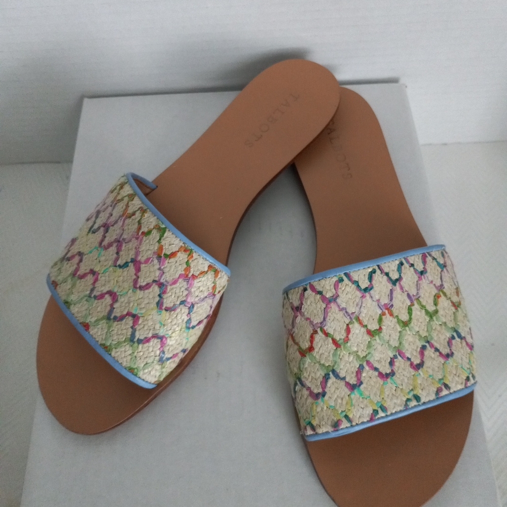 Sz 9 Talbots Colorful Slip On Slide Flats Women Sandals